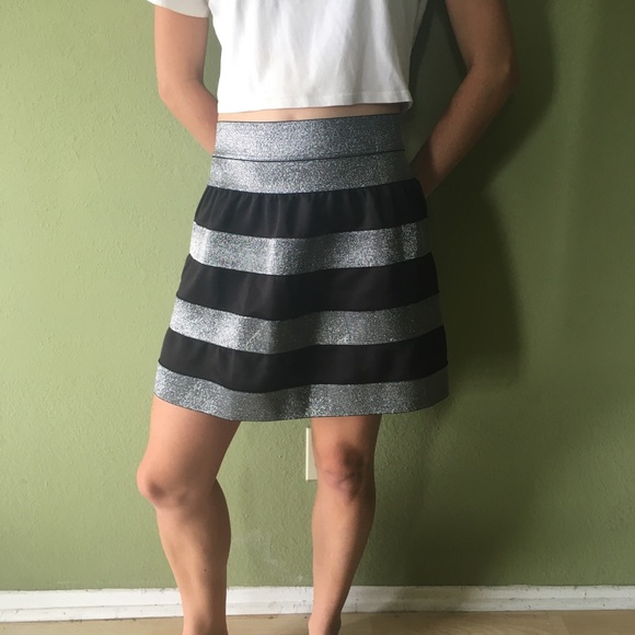 Iz Byer Dresses & Skirts - Vintage Black and Silver Mini Skirt